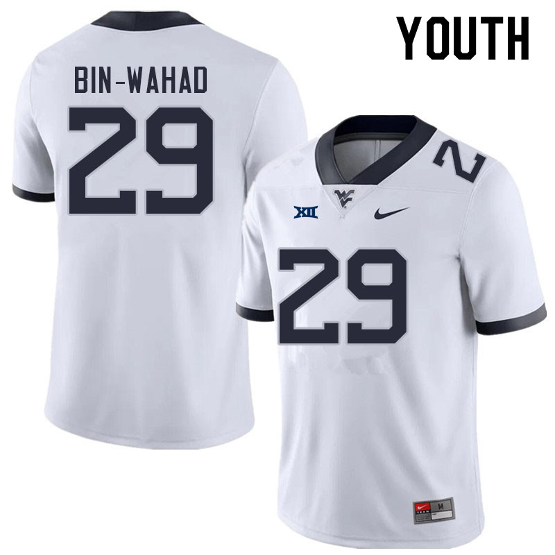Youth #29 Mumu Bin-Wahad West Virginia Mountaineers College Football Jerseys Sale-White - Click Image to Close